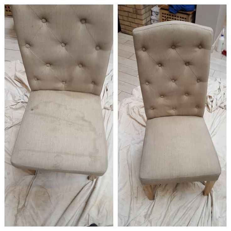 Cadeira antes e depois da limpeza