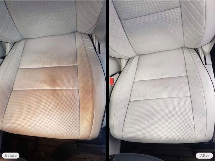 Banco de carro antes e depois da limpeza