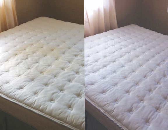 Colchão antes e depois da limpeza